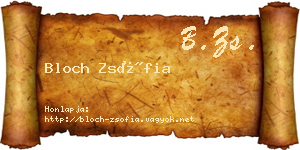 Bloch Zsófia névjegykártya